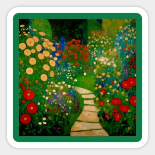 Winding Path Through a Flower Garden Sticker